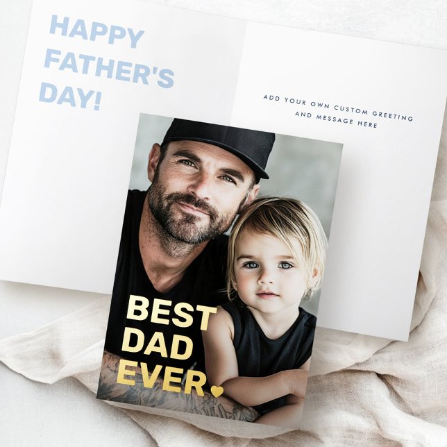 Best dad ever photo heart fathers day real foil greeting card (Best dad ever photo heart fathers day real foil greeting card)