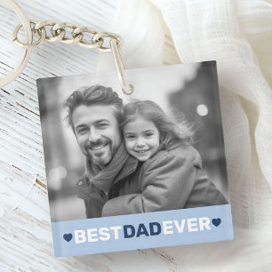 Best dad ever photo hearts blue fathers day key ring