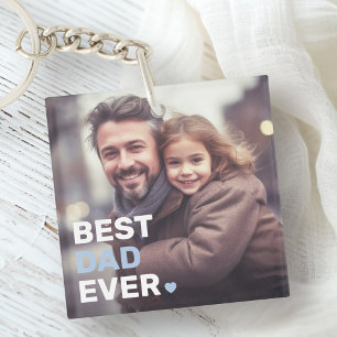 Best dad ever photo hearts fathers day key ring