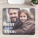 Best dad ever photo hearts fathers day mouse mat<br><div class="desc">Mouse pad featuring your custom photo and the text "Best dad ever" as a white and light blue overlay in the bottom left corner.</div>