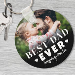 Best Dad Ever Photo Key Ring<br><div class="desc">Best Dad Ever Personalised Photo Keychain. This personalised "Best Dad Ever" keychain is a meaningful keepsake designed to celebrate Dad and his unique role wherever he goes. The design features bold, modern typography with two small hearts on each side of the word "Ever" for a sweet and loving touch. You...</div>