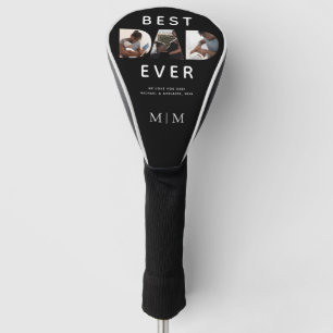 Best Dad Ever Photo Monogram Black White Initials Golf Head Cover