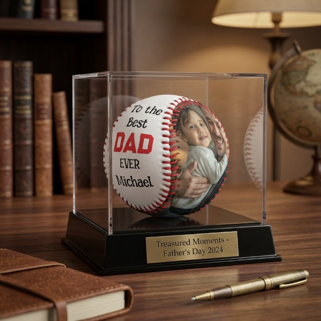 Best Dad Ever Photo Name Baseball Keepsake (Creator Uploaded)