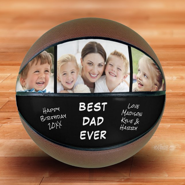 Best Dad Ever Photo Personalised Black Basketball (Creator Uploaded)