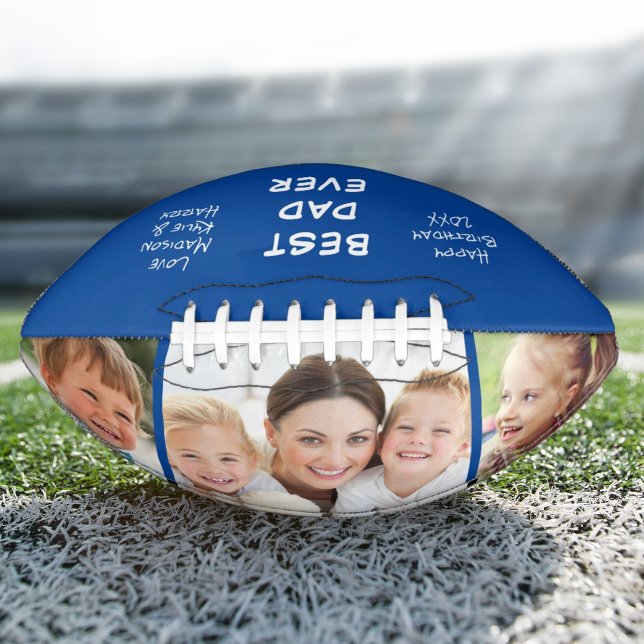 Best Dad Ever Photo Personalised Blue American Football (Creator Uploaded)