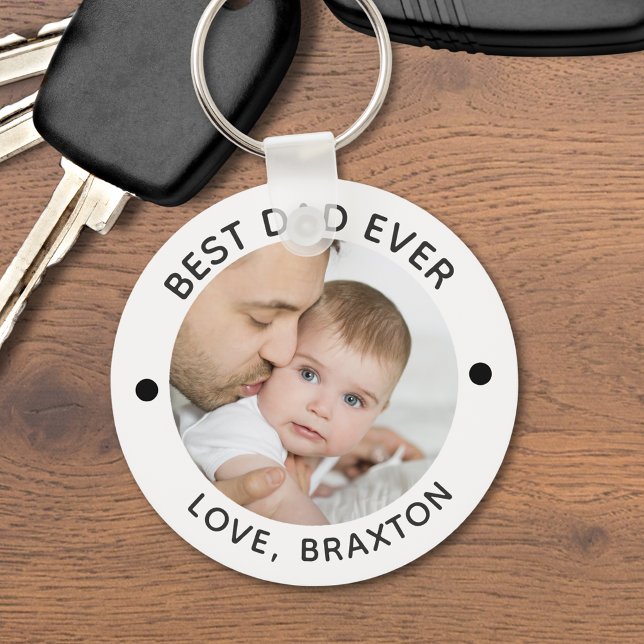 BEST DAD EVER Photo Personalised Key Ring (Creator Uploaded)