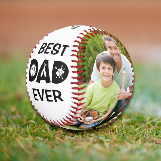 Best Dad Ever Photo Personalised Name Custom Baseball (Creator Uploaded)