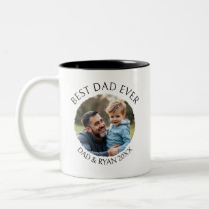 Best Dad Ever Photo Template Personalized Two-Tone Coffee Mug