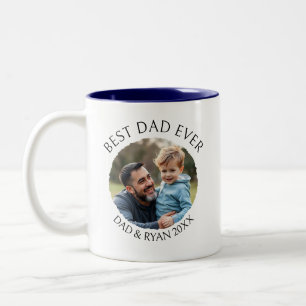 Best Dad Ever Photo Template Personalized Two-Tone Coffee Mug