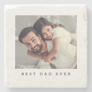 Best Dad Ever Photo, Text, Personalised Stone Coaster