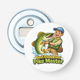 Best Dad Ever Pike Master funny fishing cartoon Bottle Opener