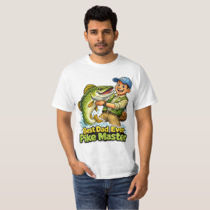 Best Dad Ever Pike Master funny fishing cartoon T-Shirt