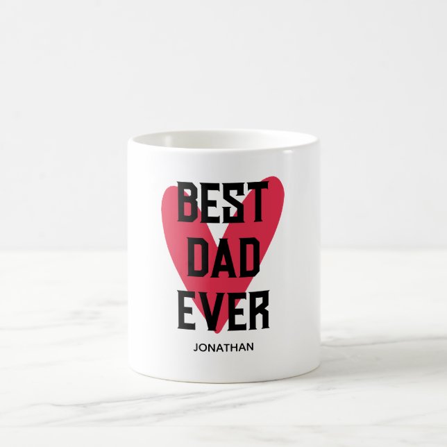 Best Dad Ever Pink Heart Father's Day Coffee Mug (Center)