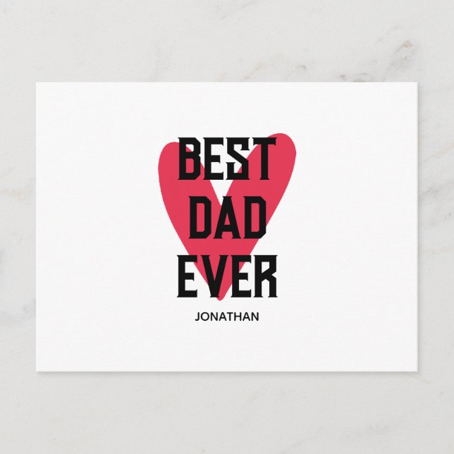 Best Dad Ever Pink Heart Father's Day Postcard (Front)