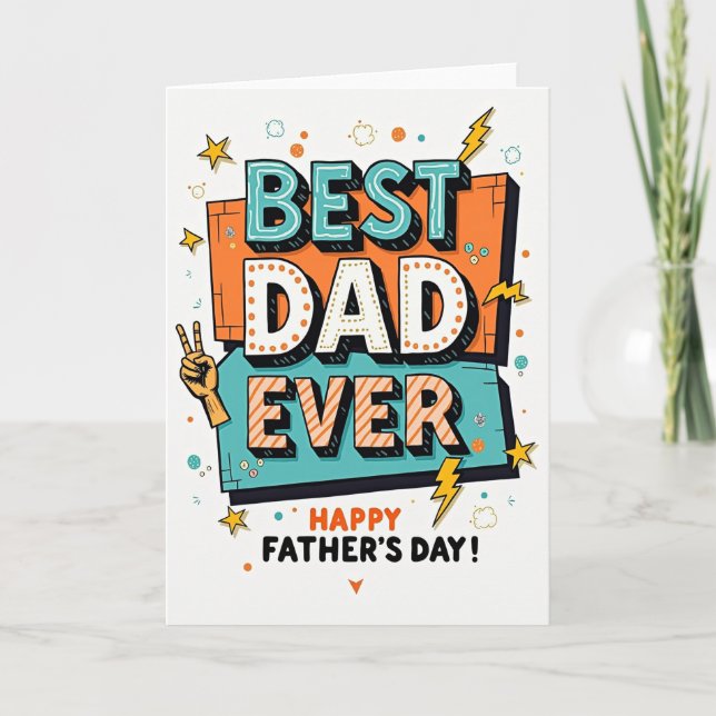 Best Dad Ever Pop Art Card (Front)