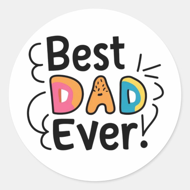 Best dad ever present. Father´s Day Classic Round Sticker (Front)