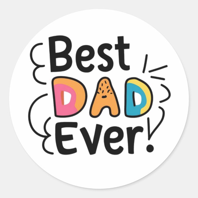 Best dad ever present. Father´s Day Classic Round Sticker (Front)