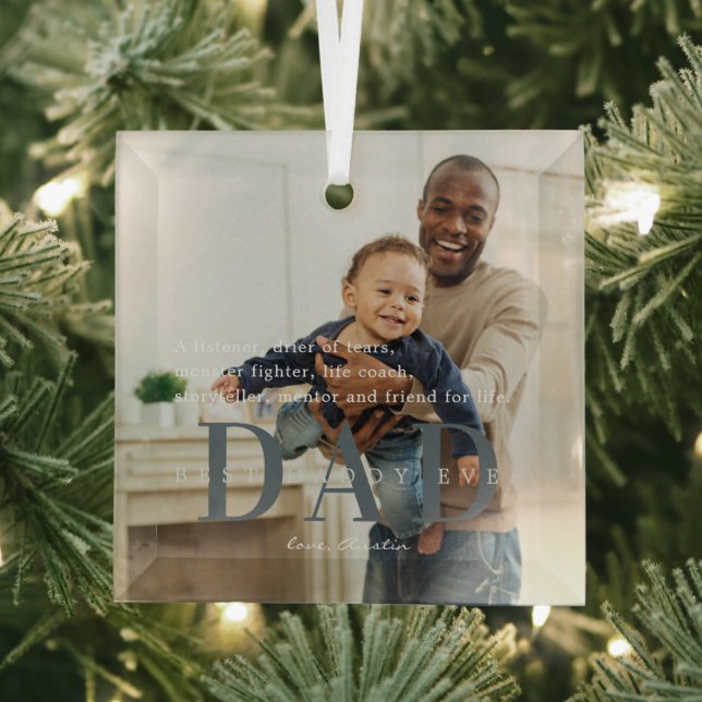 Best Dad Ever | Quote & Photo Gift Glass Tree Decoration (Insitu)