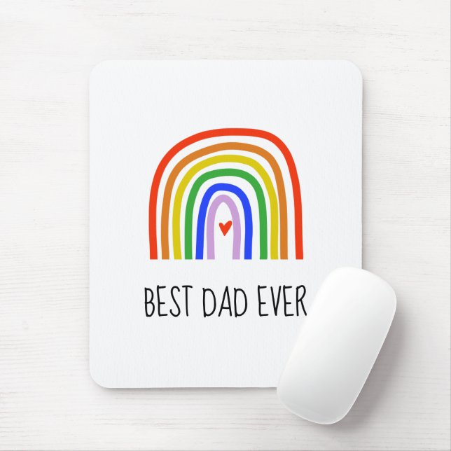 Best Dad Ever Rainbow Heart Fathers Day Love Mouse Mat (With Mouse)