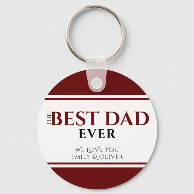 Best Dad Ever Red Black Father`s Day Key Ring (Front)