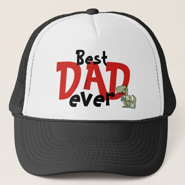 Best Dad Ever Red Black Text Baby Boy Father's Trucker Hat (Front)
