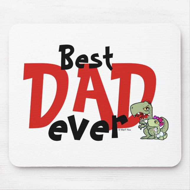 Best Dad Ever Red Black Text Baby Girl Father's Mouse Mat (Front)