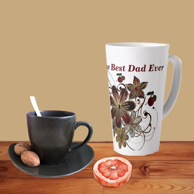 Best DAD Ever Red Floral Shining Father's Day  Latte Mug (Best DAD Ever Red Floral Shining Father's Day Latte Mug)
