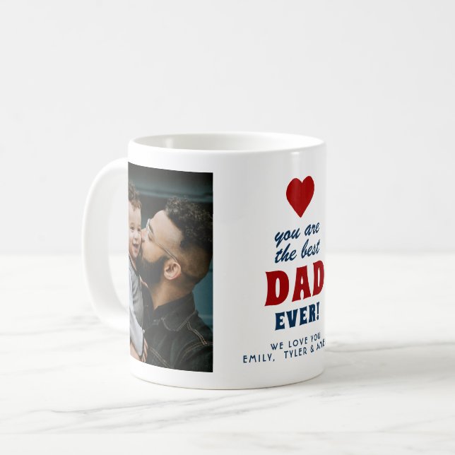 Best Dad Ever Red Heart 2 Photo Coffee Mug (Front Left)