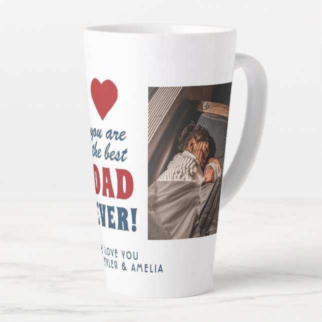 Best Dad Ever Red Heart 2 Photo  Latte Mug (Right Angle)