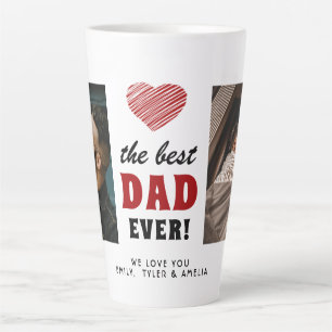 Best Dad Ever Red Heart 2 Photo Latte Mug