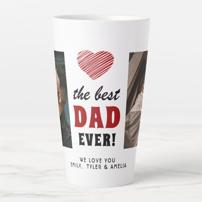 Best Dad Ever Red Heart 2 Photo Latte Mug (Front)