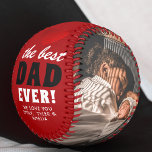 Best Dad Ever Red Heart Father`s Day 2 Photo  Baseball<br><div class="desc">Best Dad Ever Red Heart Father`s Day 2 Photo Baseball. Personalise it with two photos and names. The background is red. You can change any text on the baseball or erase it. Personalised baseball is a perfect gift for a dad or a new dad on a Father`s Day, birthday or...</div>