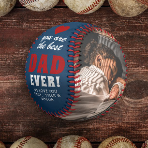 Best Dad Ever Red Heart Father`s Day 2 Photo Baseball