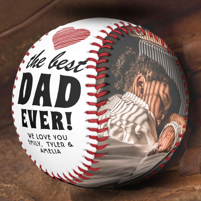 Best Dad Ever Red Heart Father`s Day 2 Photo  Baseball (Creator Uploaded)