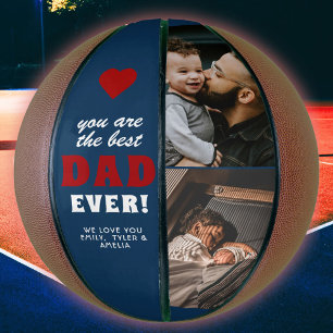Best Dad Ever Red Heart Father`s Day 2 Photo Basketball