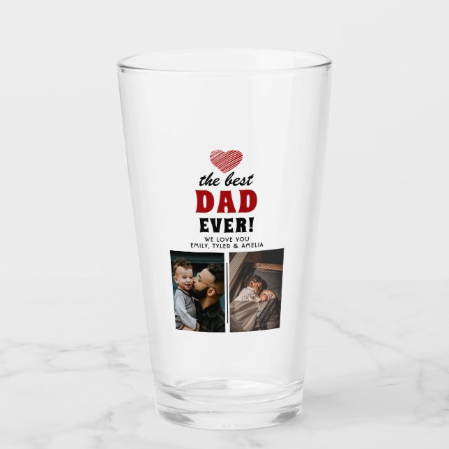 Best Dad Ever Red Heart Father`s Day 2 Photo  Glass (Front)