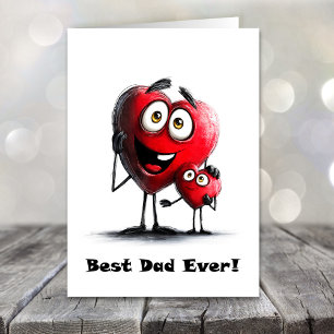 Best Dad Ever Red Hearts Father’s Day Card