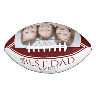 Best Dad Ever Red Modern Father`s Day Family Photo American Football