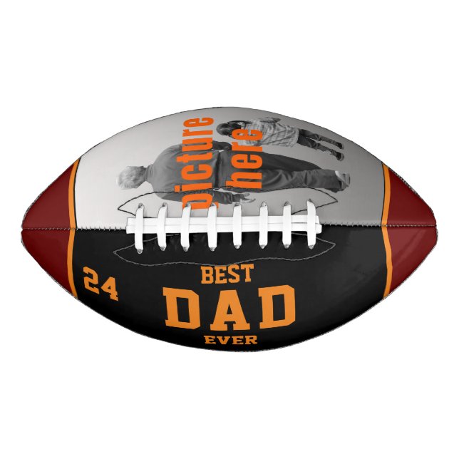 Best Dad Ever Red Oranges Black Custom Photo American Football (Front)