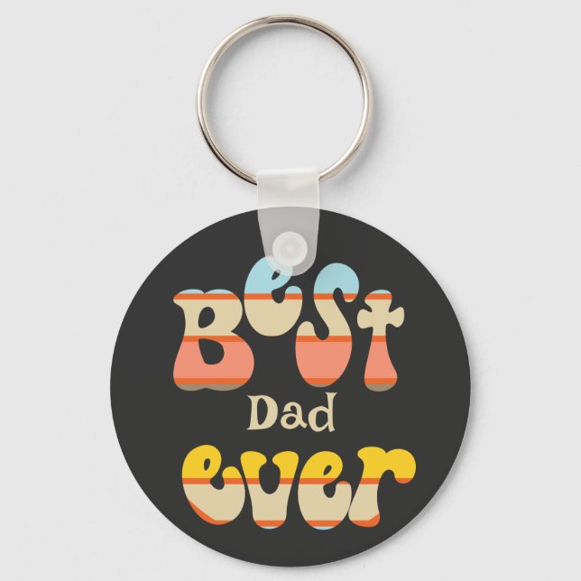 Best Dad Ever Retro Key Ring (Front)