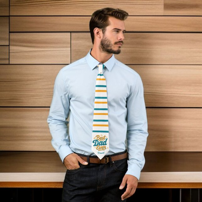 Best Dad Ever | Retro Personalised Father's Day Tie (Creator Uploaded)