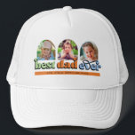 Best Dad Ever Retro Text 3 Photos Trucker Hat<br><div class="desc">A perfect gift for dad! The design features three arched photos with the retro text "best dad ever". Personalize with the names of the children.</div>