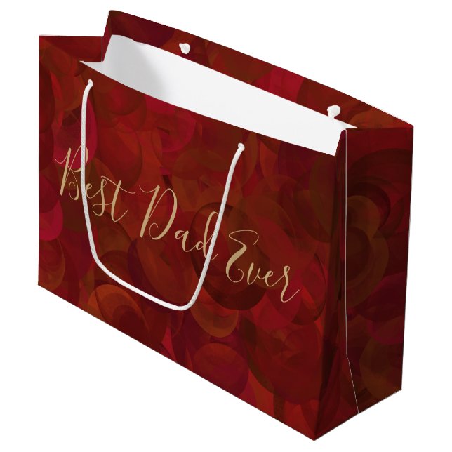 Best Dad Ever Rust Red Brown Father's Day Large Gift Bag (Front Angled)
