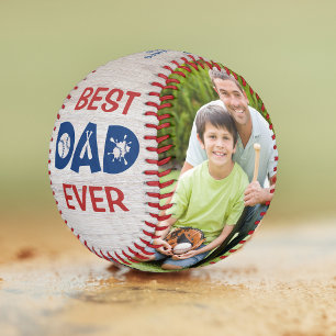 Best Dad Ever Rustic Baseball Photo Name Custom