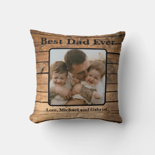Best Dad Ever Rustic distressed Barn Wood pattern Cushion