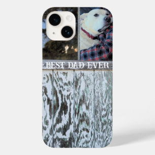 Best Dad Ever Rustic Distressed Wood Add Photo Case-Mate iPhone 14 Case