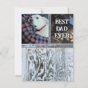 Best Dad Ever Rustic Distressed Wood Add Photo Holiday Card