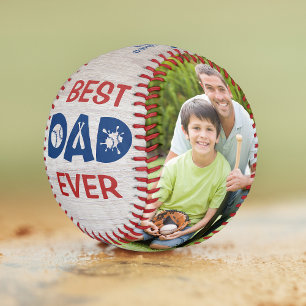 Best Dad Ever Rustic Softball Photo Name Custom 