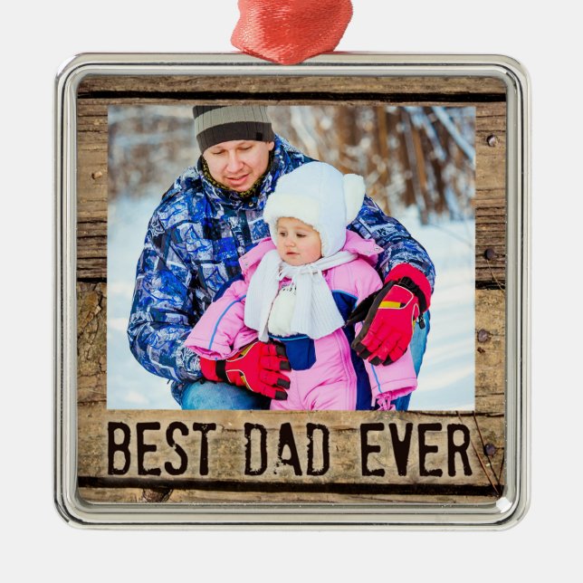 Best Dad Ever, Rustic Wood Metal Tree Decoration (Front)
