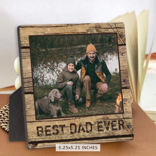 Best Dad Ever Rustic Wood Photo Plaque (Creator Uploaded)